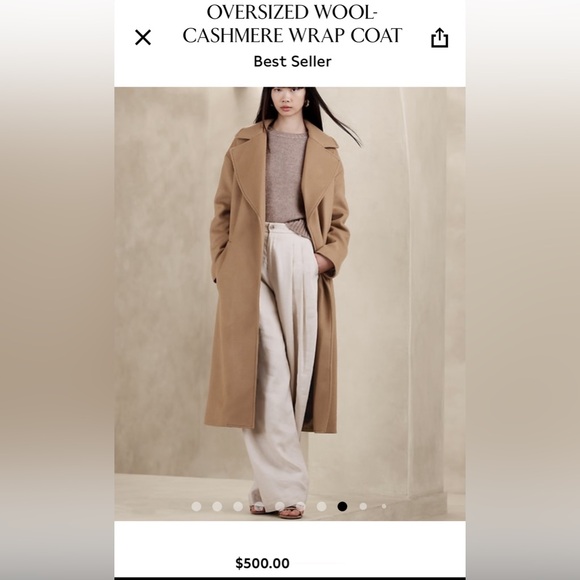 BANANA REPUBLIC OVERSIZED WOOL-CASHMERE WRAP COAT - Picture 5 of 13
